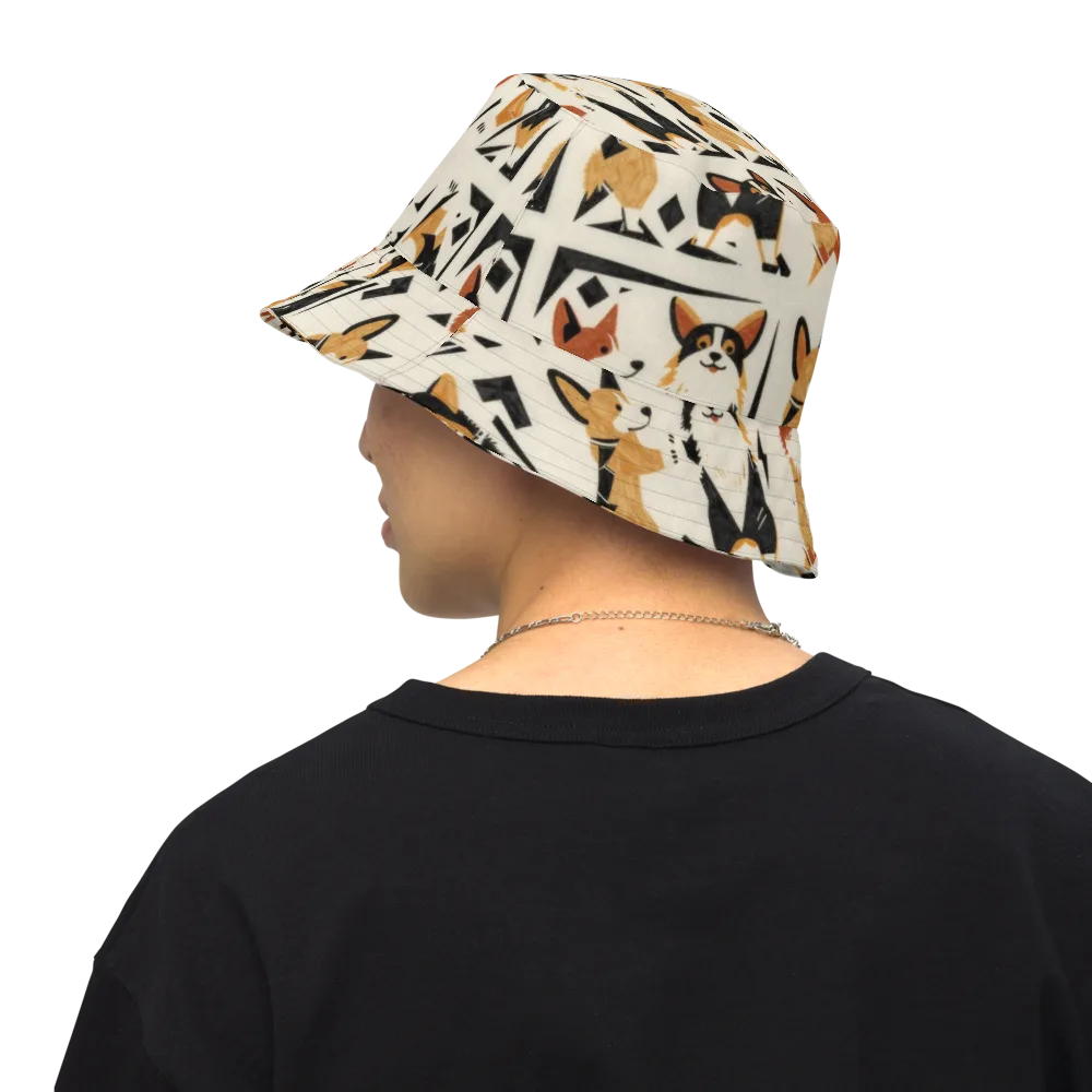 Mod Dog Parade on Reversible Bucket Hat — Back Inside