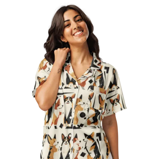 Mod Dog Parade on a Women's Short Sleeve Pajama Top