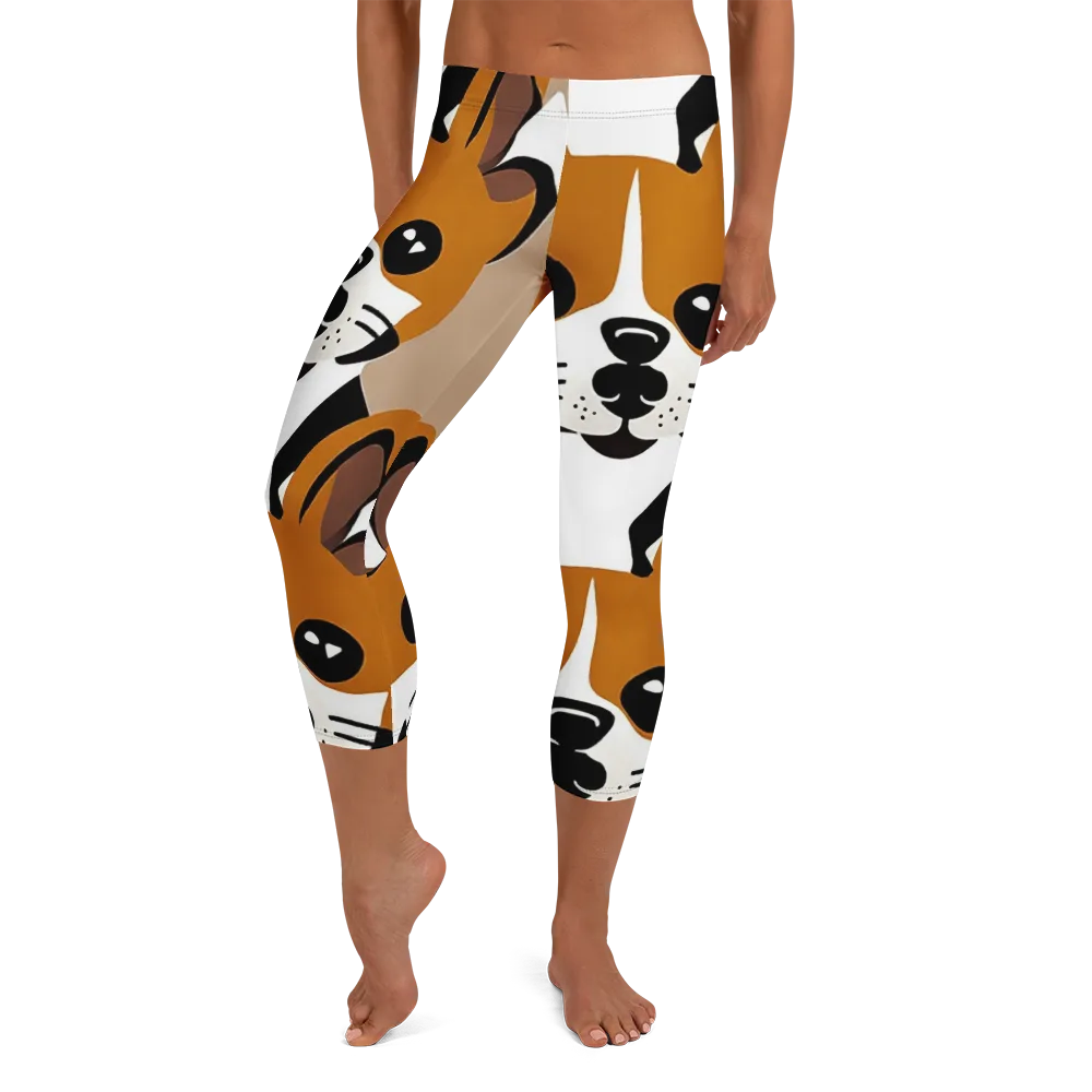 Cinnamon Paws on Capri Leggings — Front