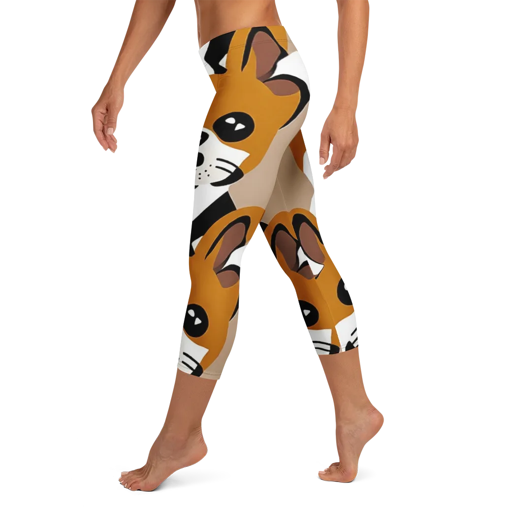Cinnamon Paws on Capri Leggings — Left