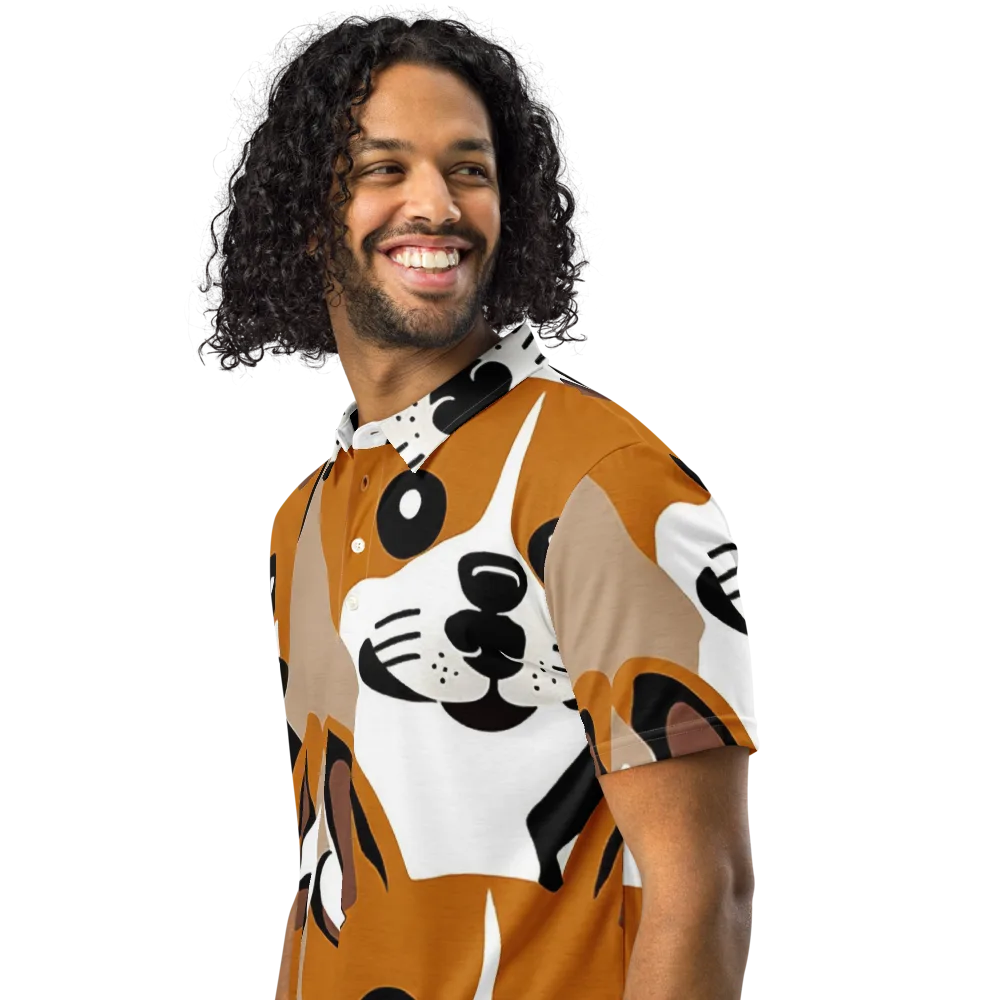 Cinnamon Paws on Men's Slim Fit Polo Shirt — Left Front