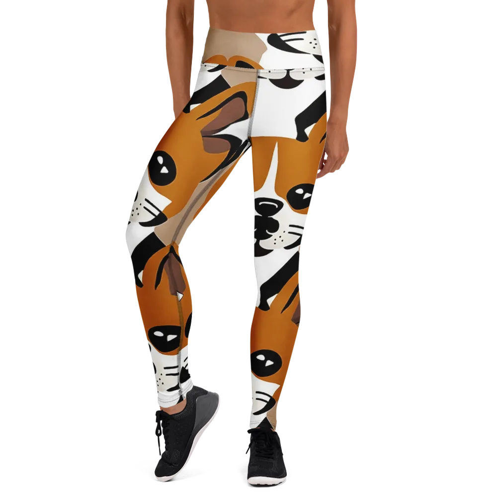 Cinnamon Paws on Yoga Leggings — Front
