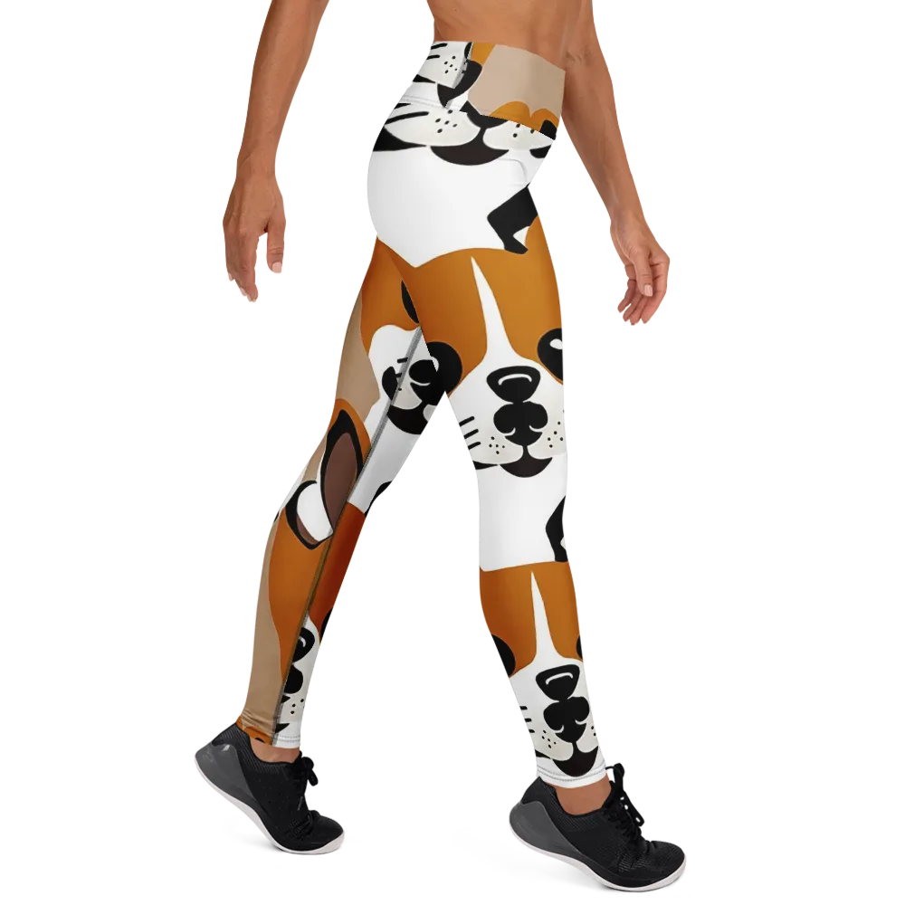 Cinnamon Paws on Yoga Leggings — Right