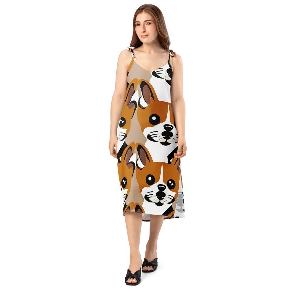 Cinnamon Paws on Slip Dress — Front