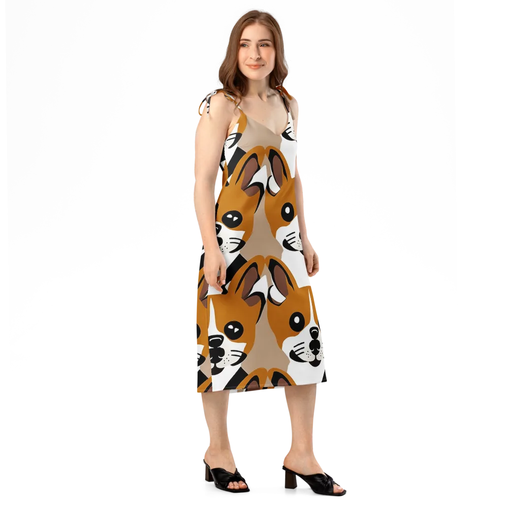 Cinnamon Paws on Slip Dress — Right Front