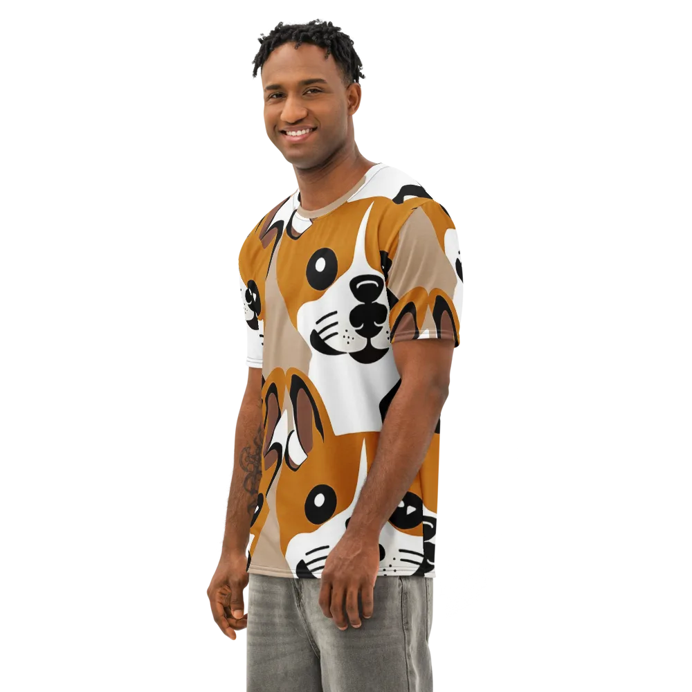 Cinnamon Paws on Men's Cotton Crew Neck T-Shirt — Left Front