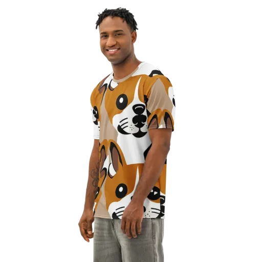 Cinnamon Paws on a Men's Cotton Crew Neck T-Shirt