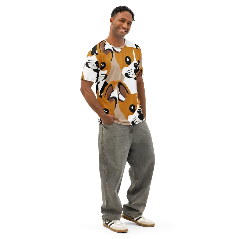 Cinnamon Paws on Men's Cotton Crew Neck T-Shirt — Right Front