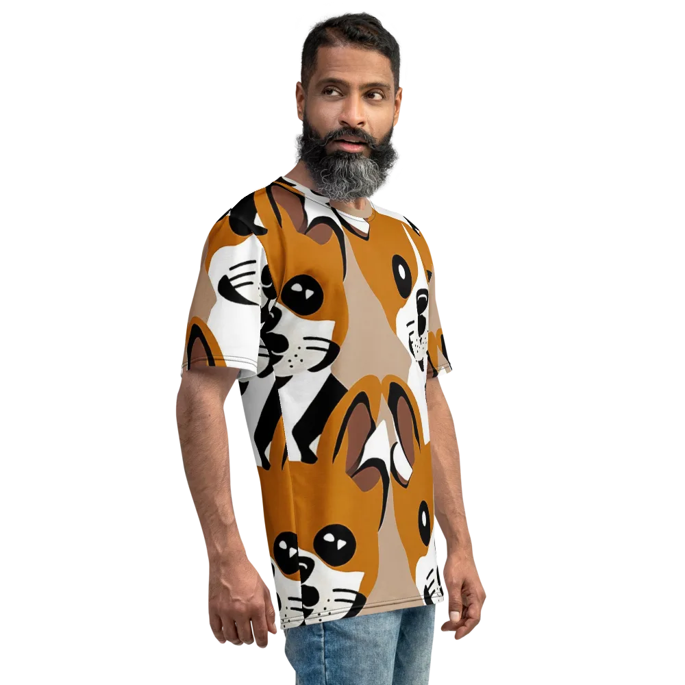Cinnamon Paws on Men's Crew Neck T-Shirt — Right
