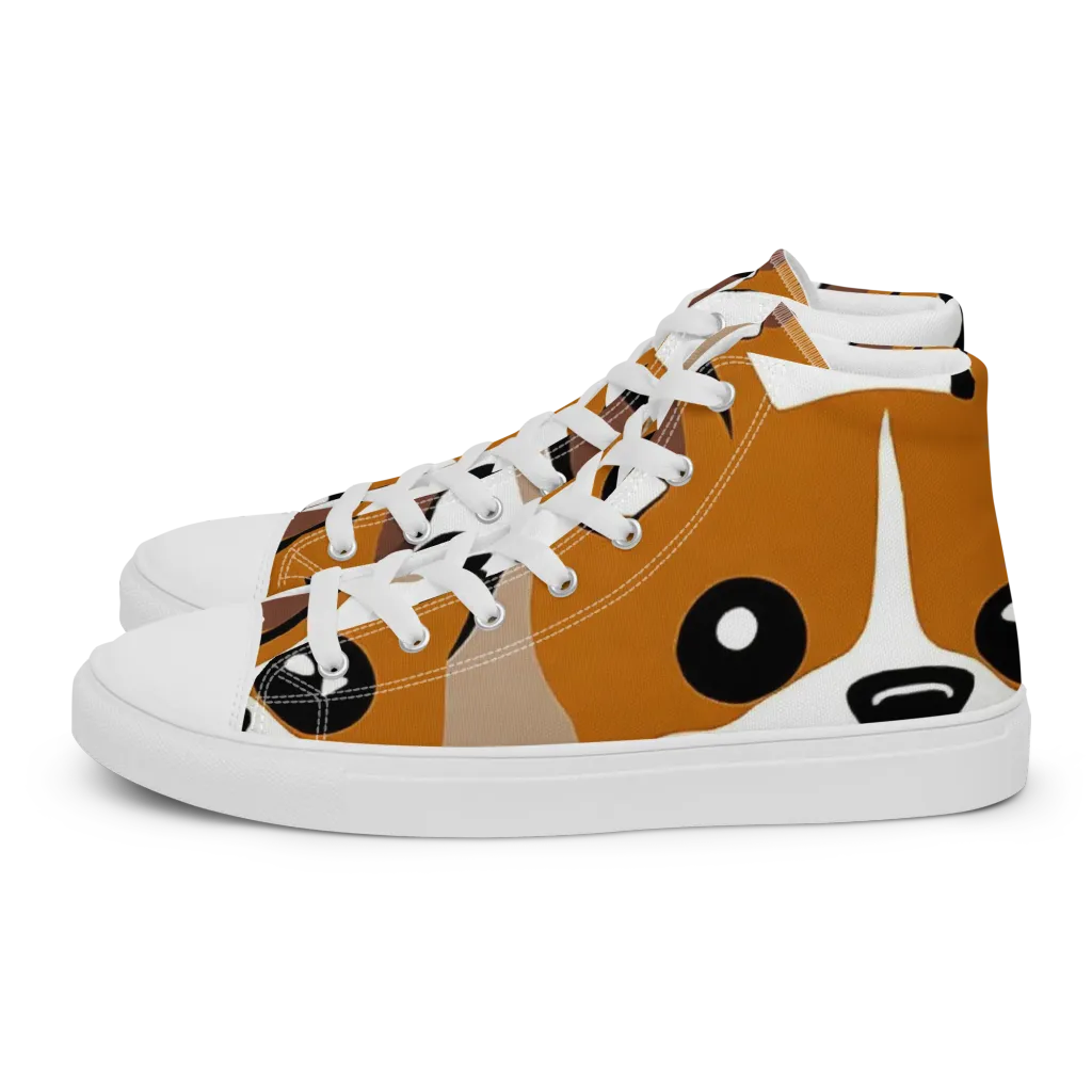 Cinnamon Paws on Men's High Top Canvas Shoes — Left