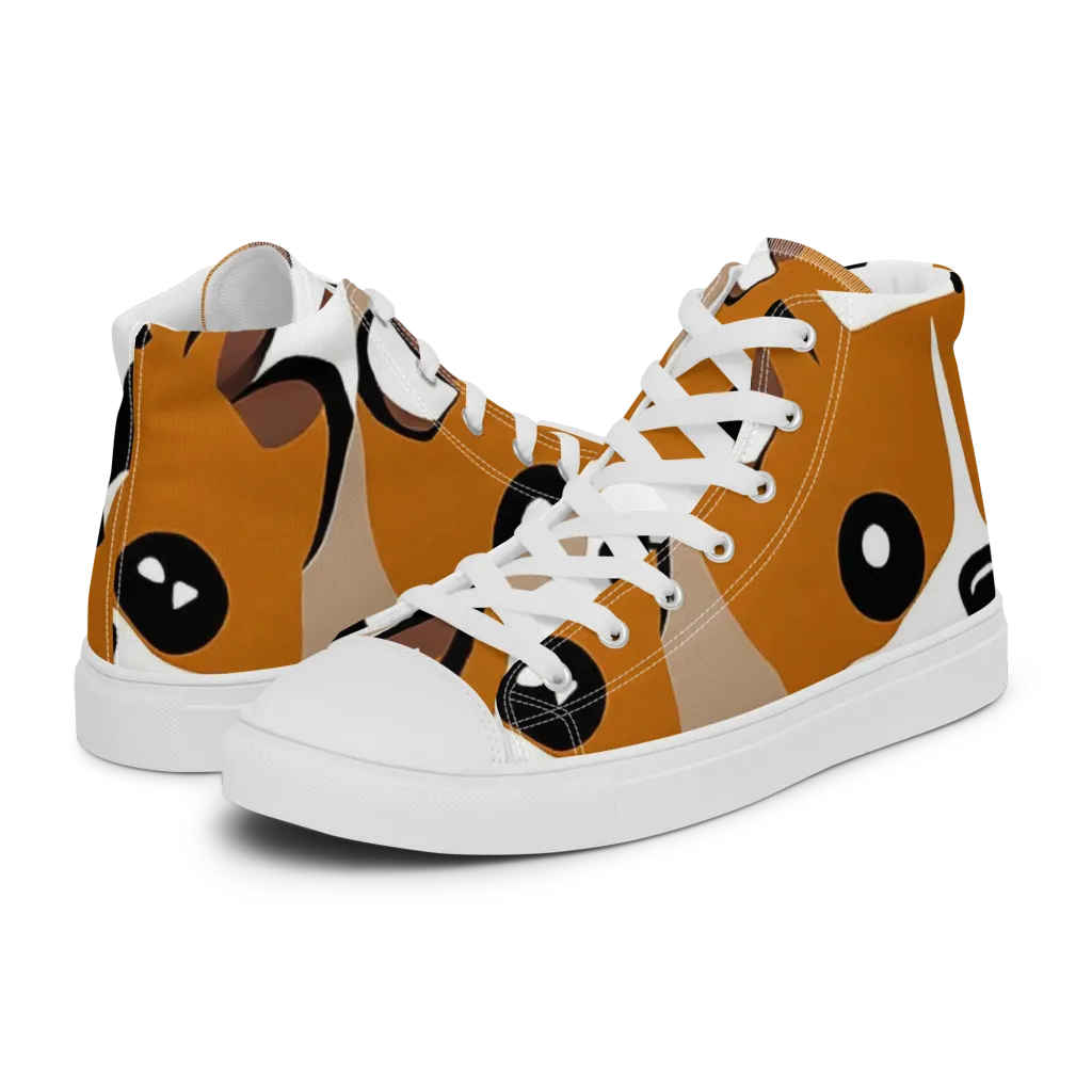 Cinnamon Paws on Men's High Top Canvas Shoes — Left