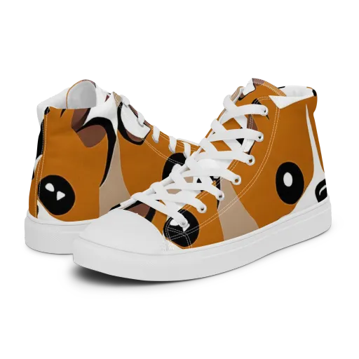 Cinnamon Paws on a Men's High Top Canvas Shoes