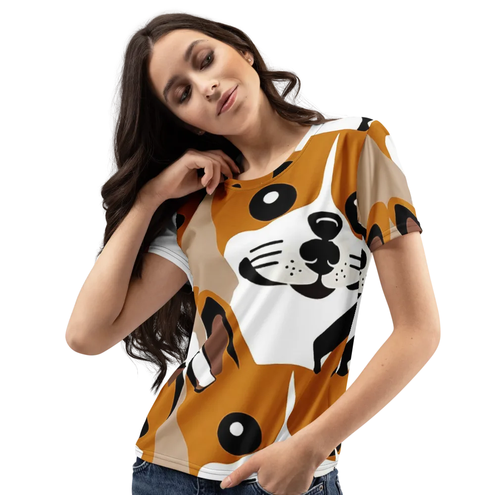 Cinnamon Paws on Women's Crew Neck T-Shirt — Left Front