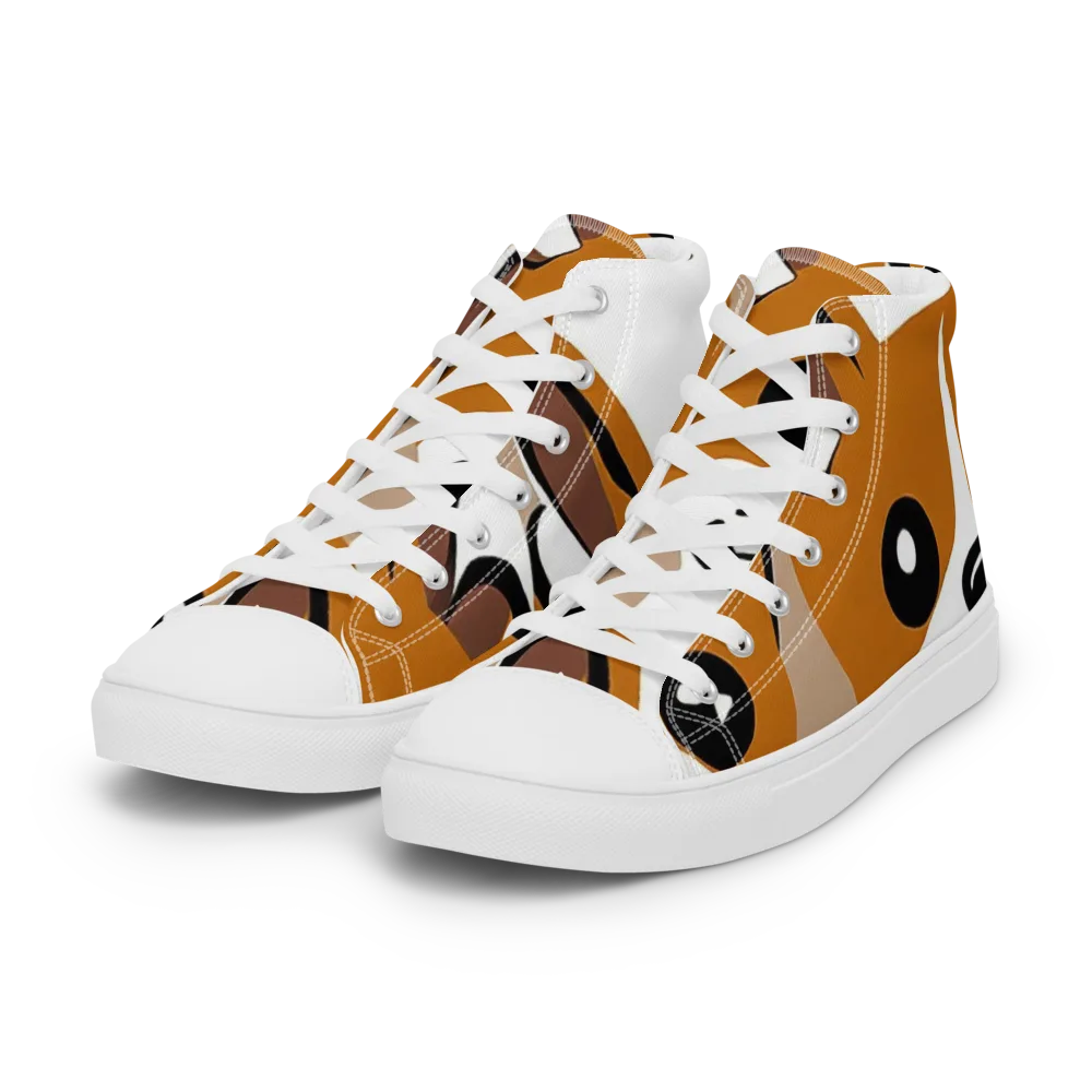 Cinnamon Paws on Women's High Top Canvas Shoes — Left Front