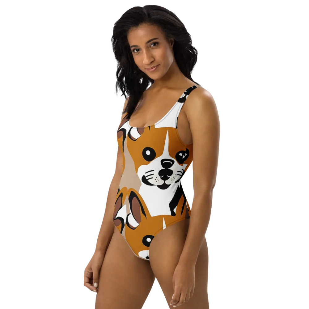 Cinnamon Paws on One-Piece Swimsuit — Left