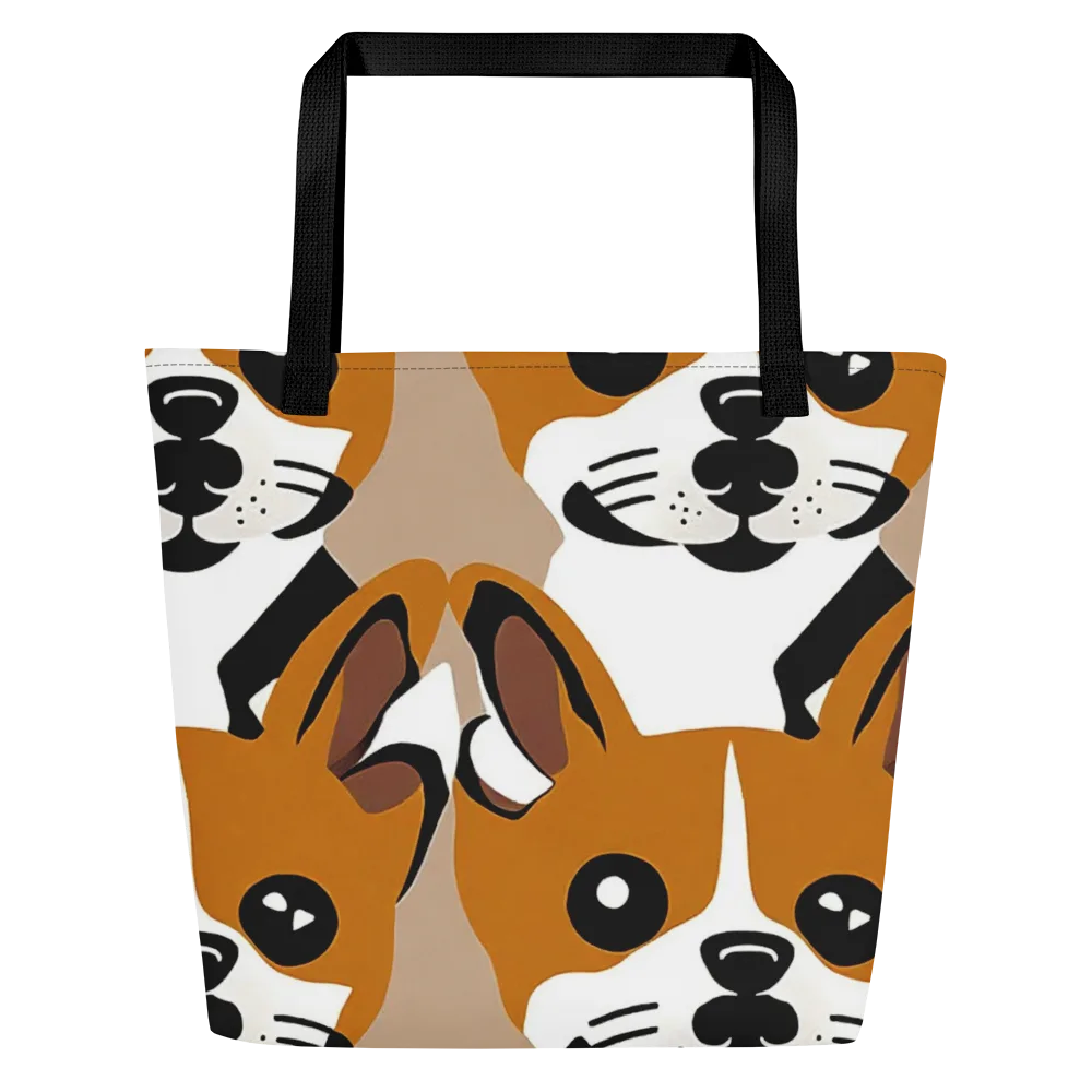Cinnamon Paws on Large Tote Bag W/ Pocket — Front