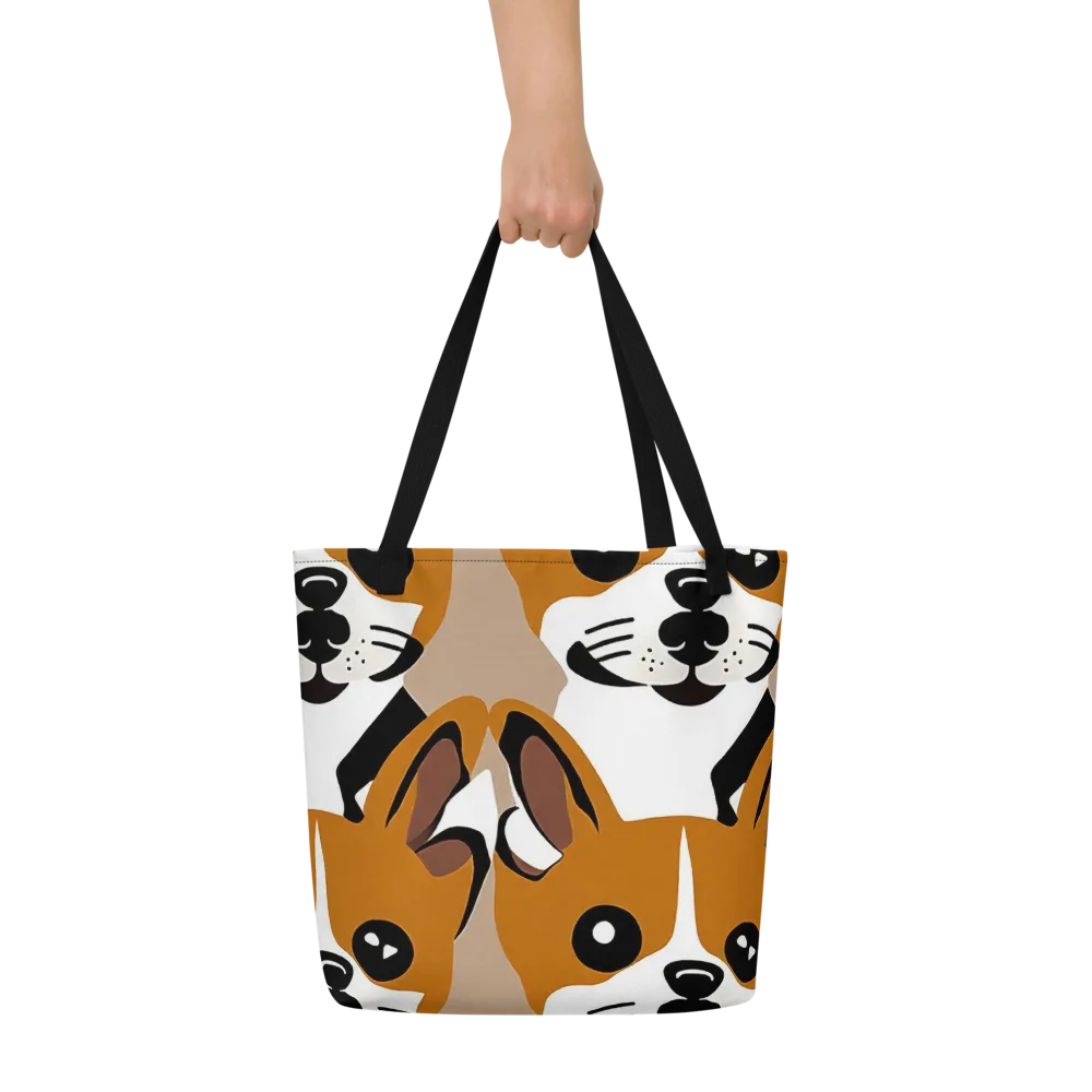 Cinnamon Paws on Large Tote Bag W/ Pocket — Front