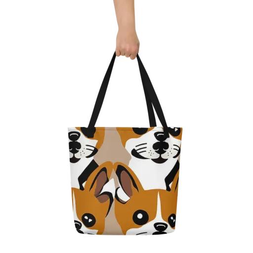 Cinnamon Paws on a Large Tote Bag W/ Pocket