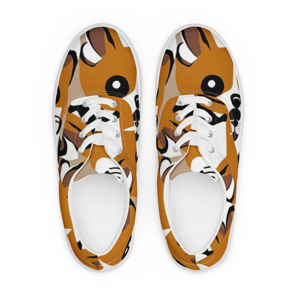 Cinnamon Paws on Men's Lace-Up Canvas Shoes — Front