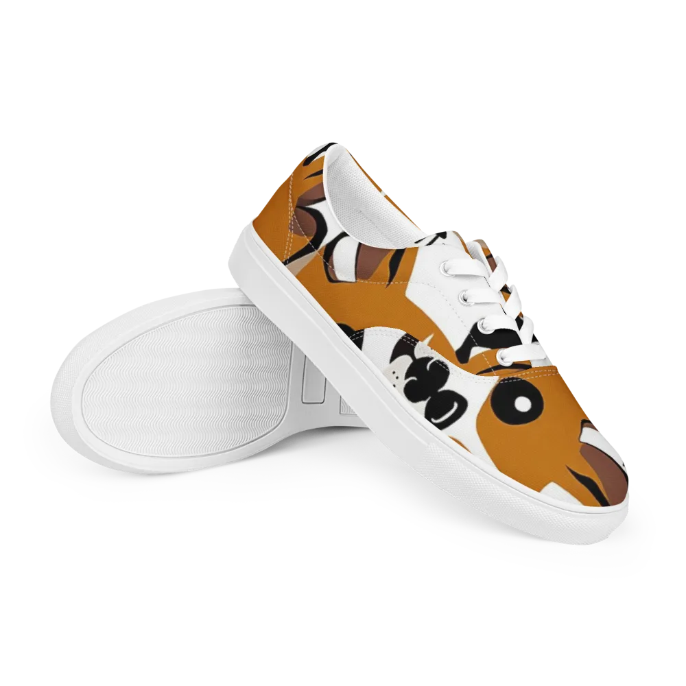 Cinnamon Paws on Men's Lace-Up Canvas Shoes — Right Front