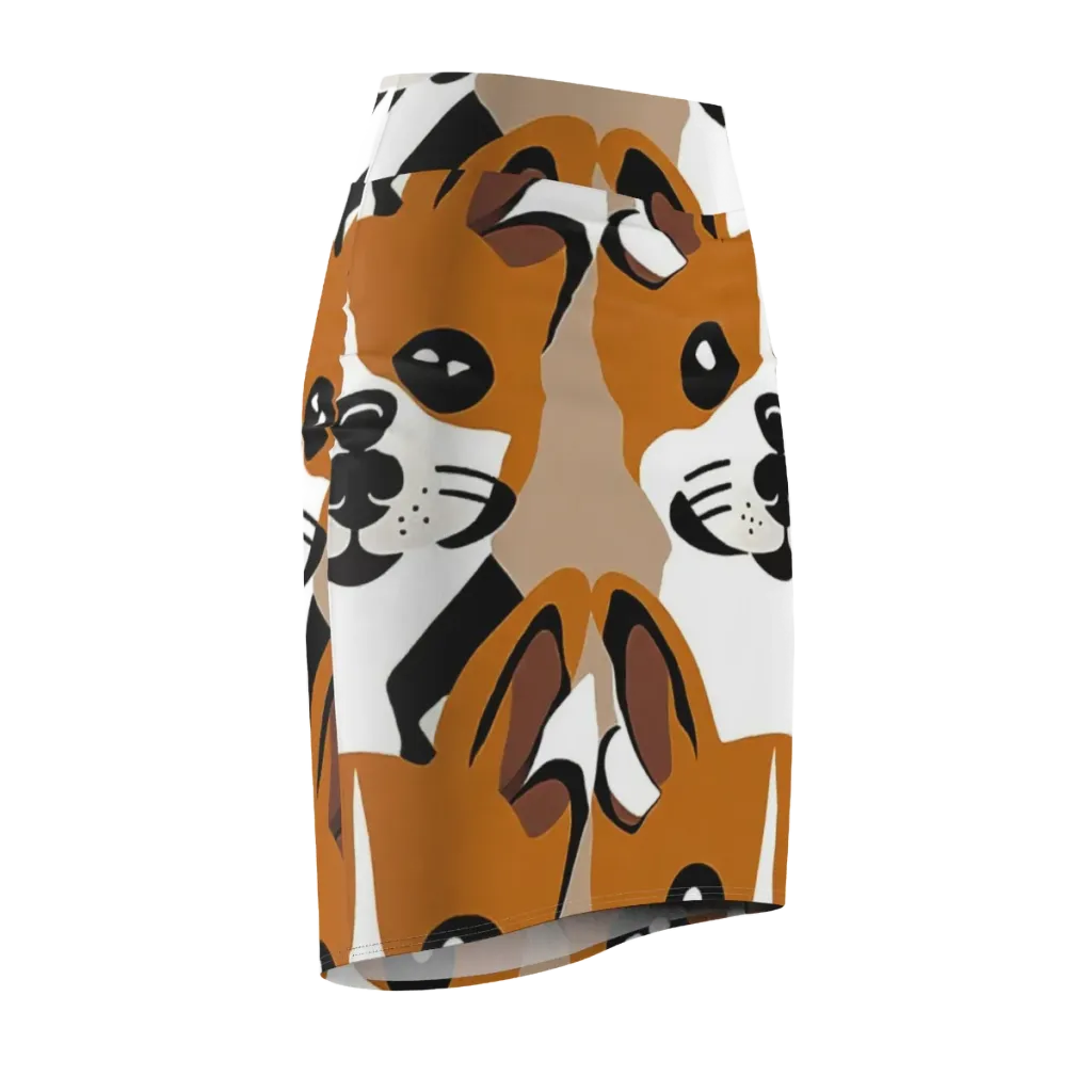 Cinnamon Paws on Pencil Skirt — Front Side