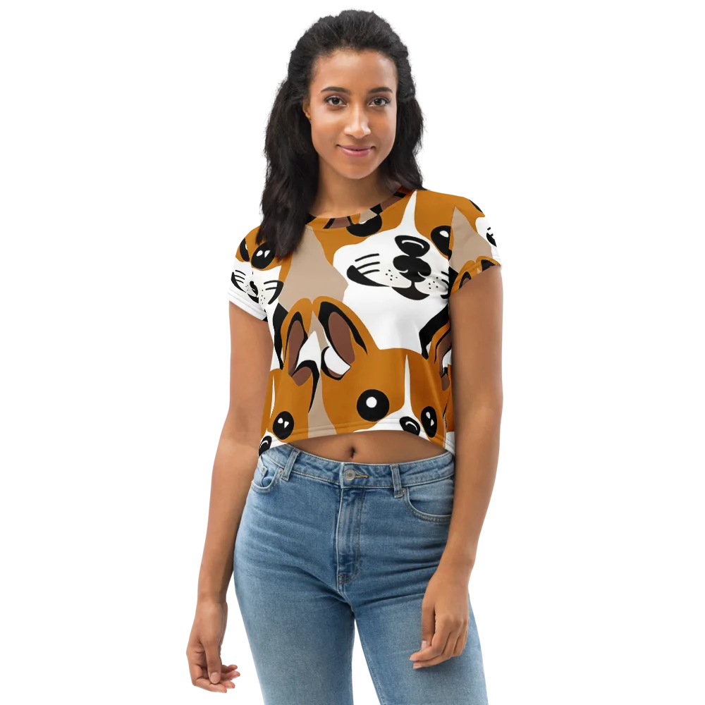 Cinnamon Paws on Crop Tee — Front