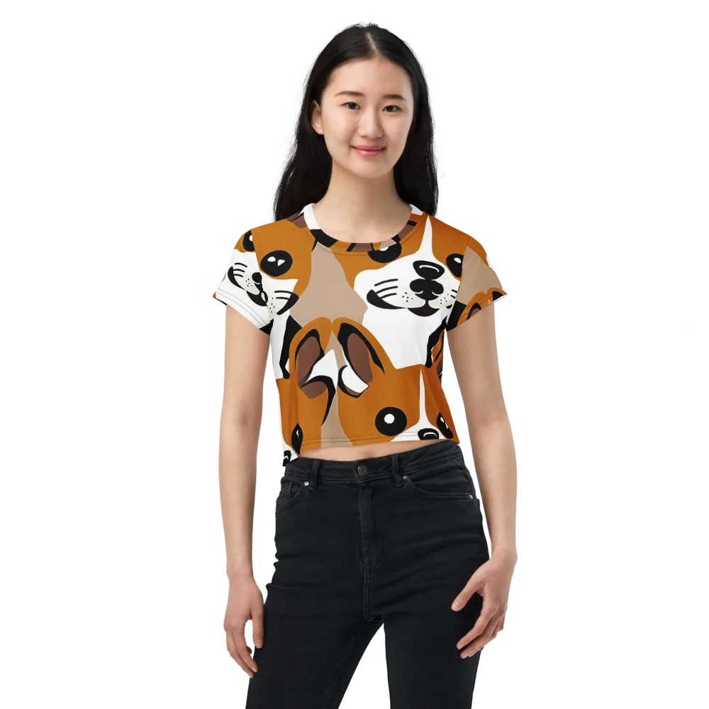 Cinnamon Paws on Crop Tee — Front