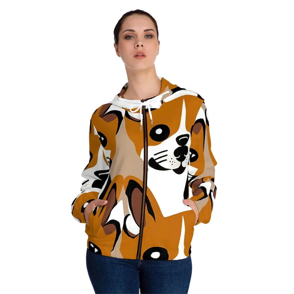 Cinnamon Paws on Women's Full-Zip Hoodie — Front On Person