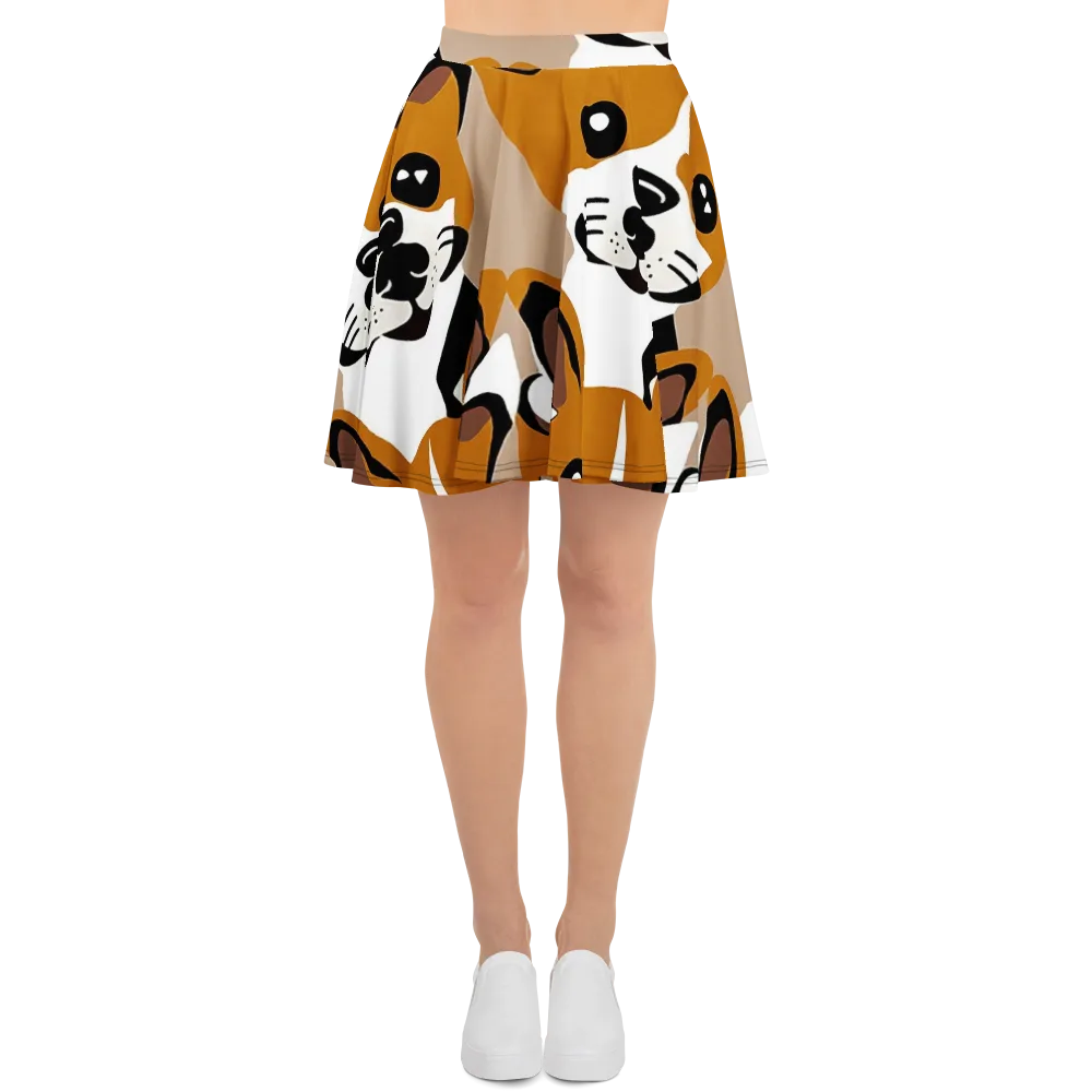Cinnamon Paws on Skater Skirt — Front