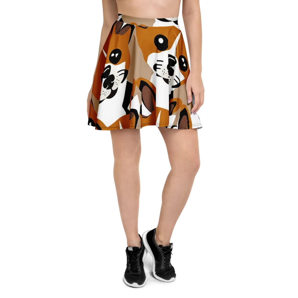 Cinnamon Paws on Skater Skirt — Front