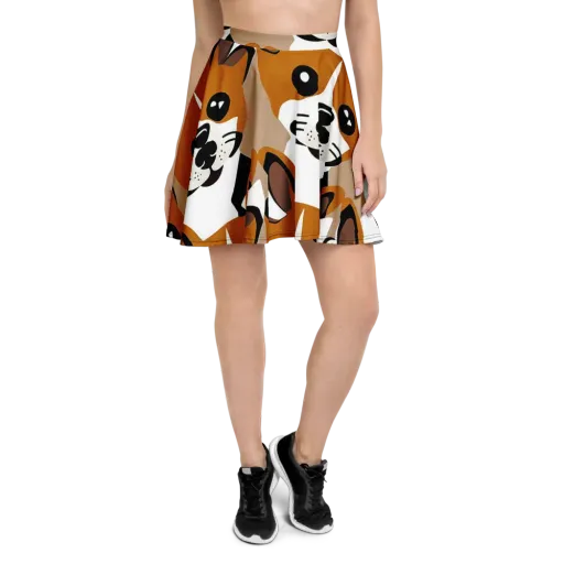 Cinnamon Paws on a Skater Skirt