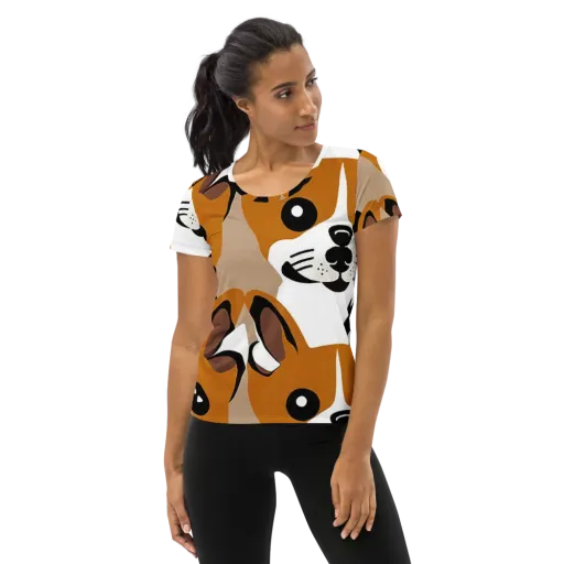 Cinnamon Paws on a Women's Athletic T-Shirt