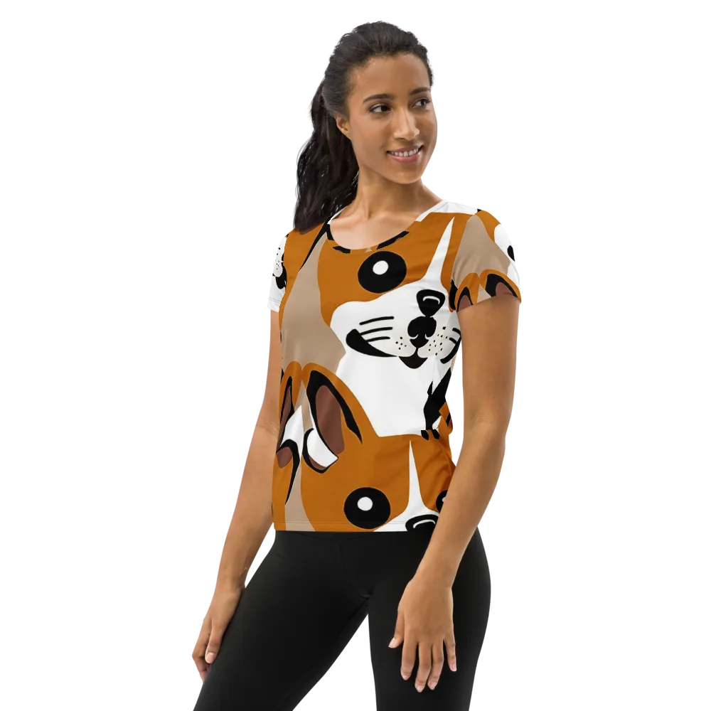 Cinnamon Paws on Women's Athletic T-Shirt — Left