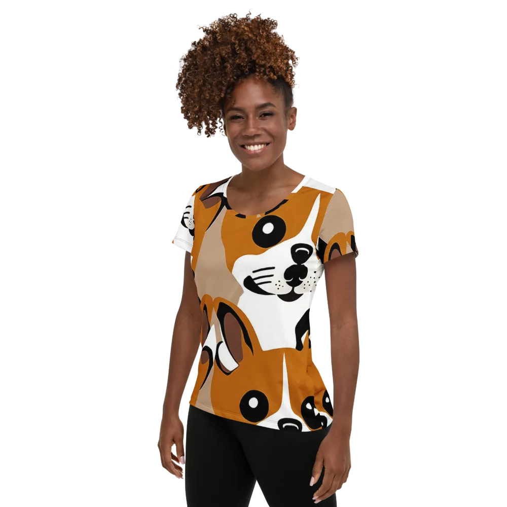 Cinnamon Paws on Women's Athletic T-Shirt — Left