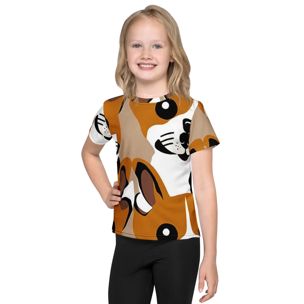 Cinnamon Paws on Kids Crew Neck T-Shirt — Front