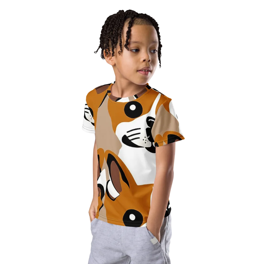 Cinnamon Paws on Kids Crew Neck T-Shirt — Left Front