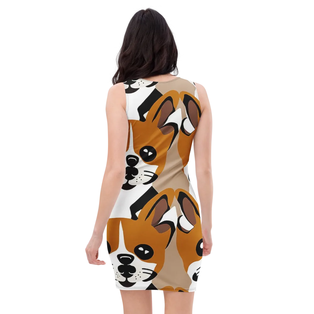 Cinnamon Paws on Bodycon Dress — Back
