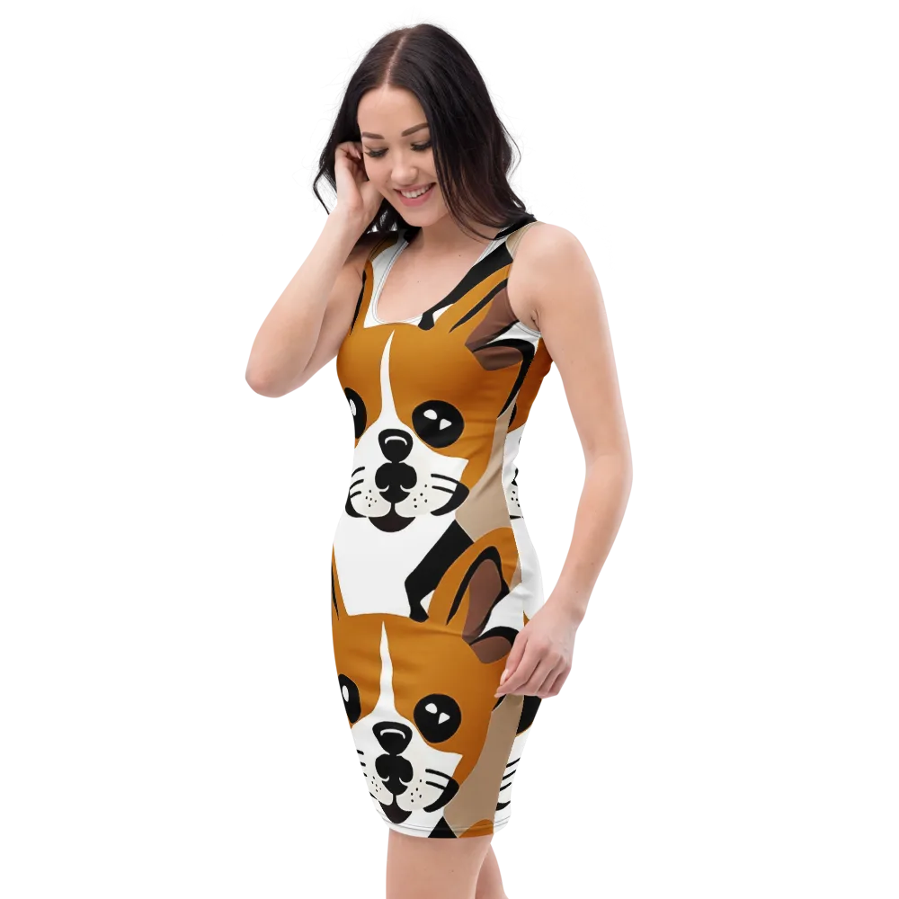 Cinnamon Paws on Bodycon Dress — Left Front