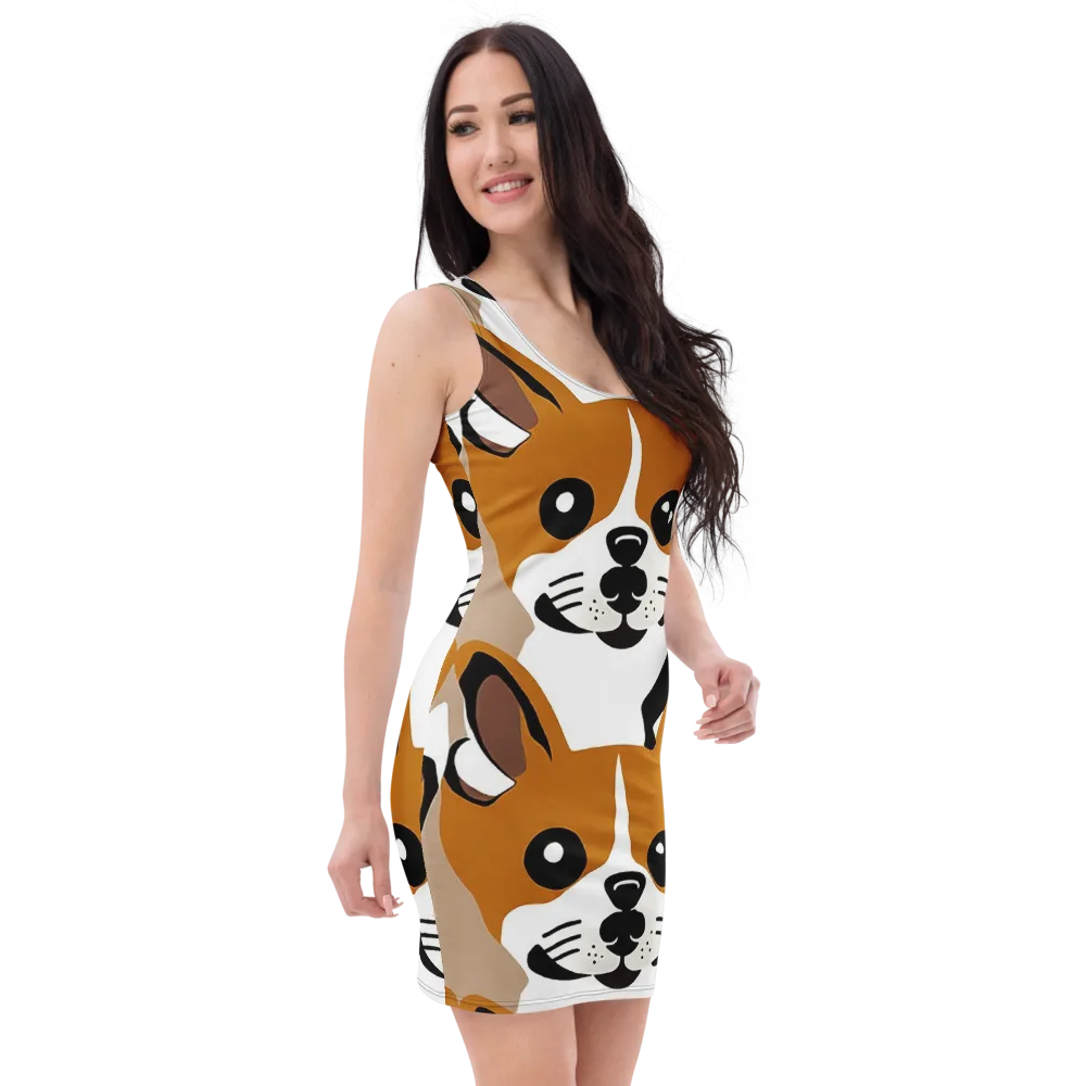 Cinnamon Paws on Bodycon Dress — Right Front