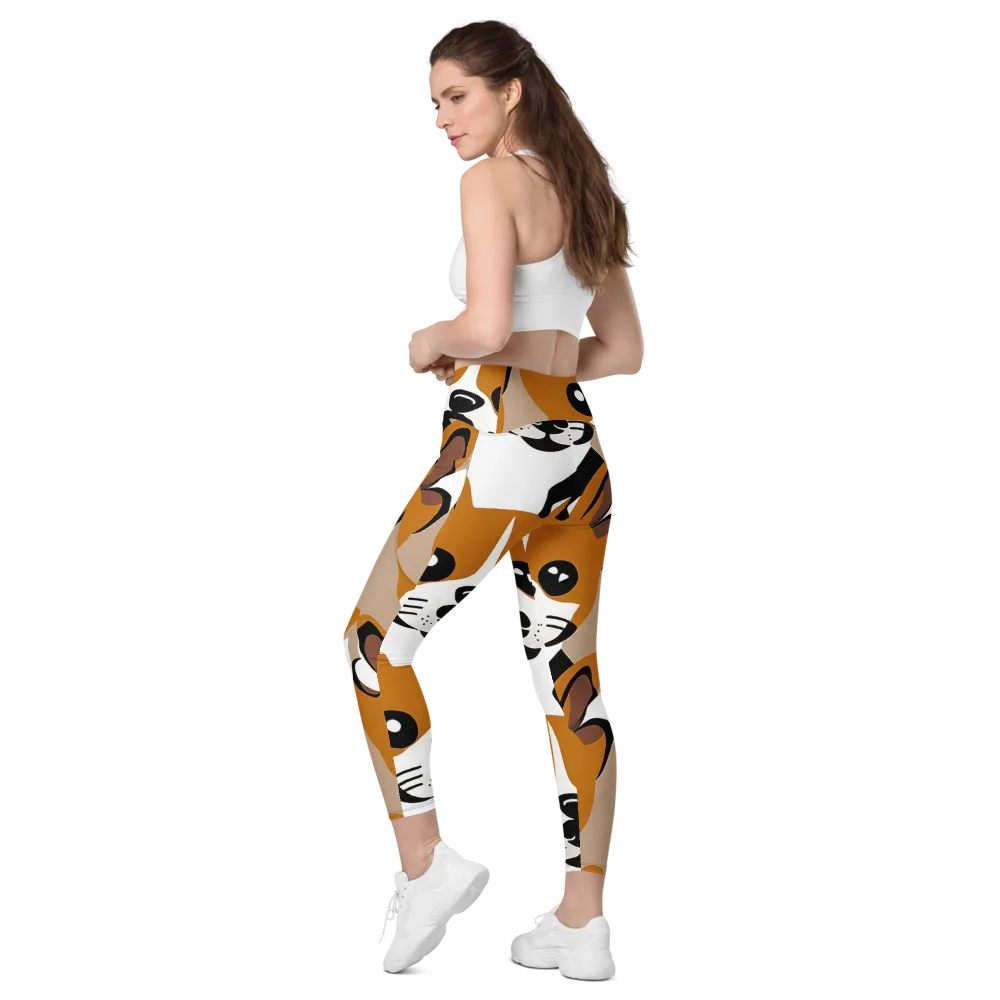 Cinnamon Paws on Leggings with Pockets — Left Back