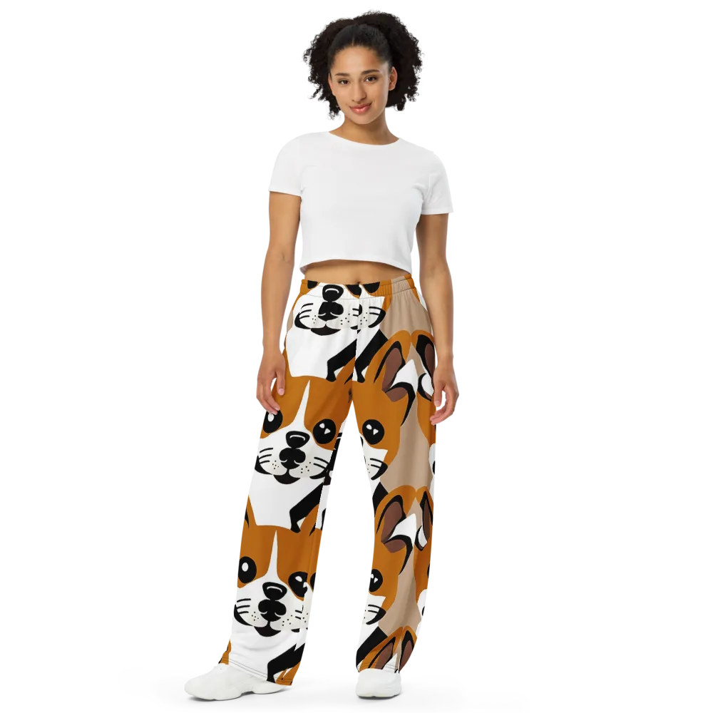 Cinnamon Paws on Wide-Leg Pants — Front