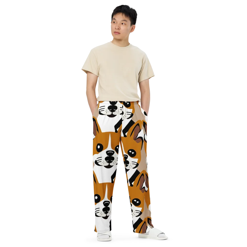 Cinnamon Paws on Wide-Leg Pants — Front