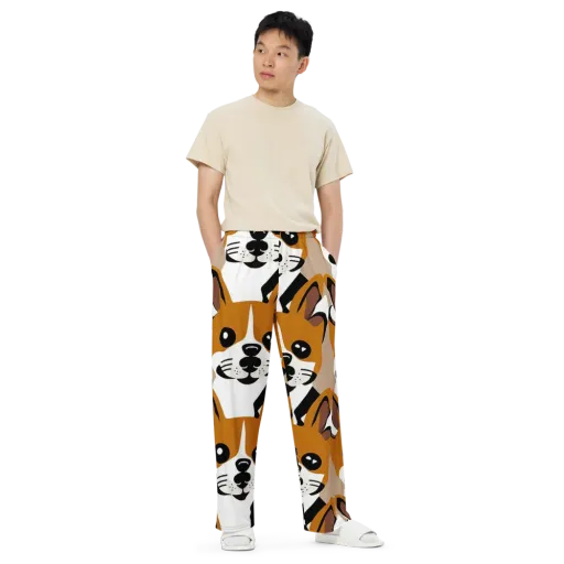 Cinnamon Paws on a Wide-Leg Pants