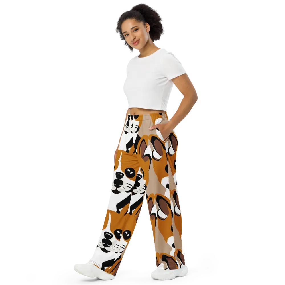 Cinnamon Paws on Wide-Leg Pants — Left Front