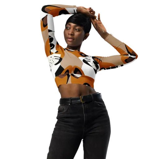Cinnamon Paws on a Long Sleeve Crop Top