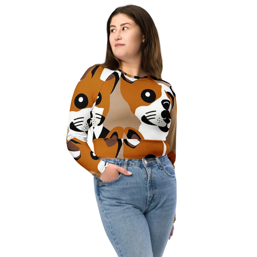 Cinnamon Paws on Long Sleeve Crop Top — Front