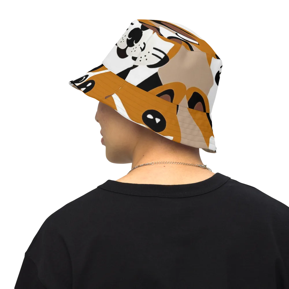 Cinnamon Paws on Reversible Bucket Hat — Back Inside