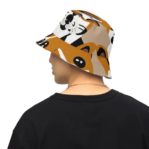 Cinnamon Paws on a Reversible Bucket Hat