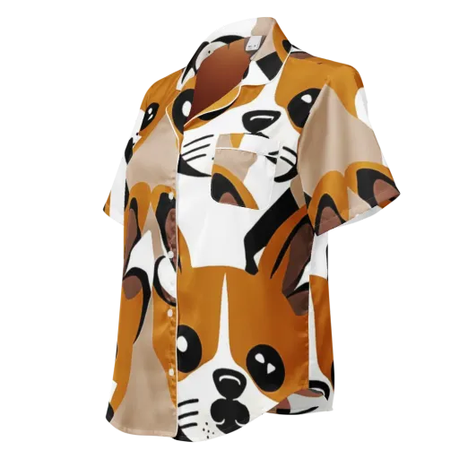 Cinnamon Paws on a Women's Short Sleeve Pajama Top