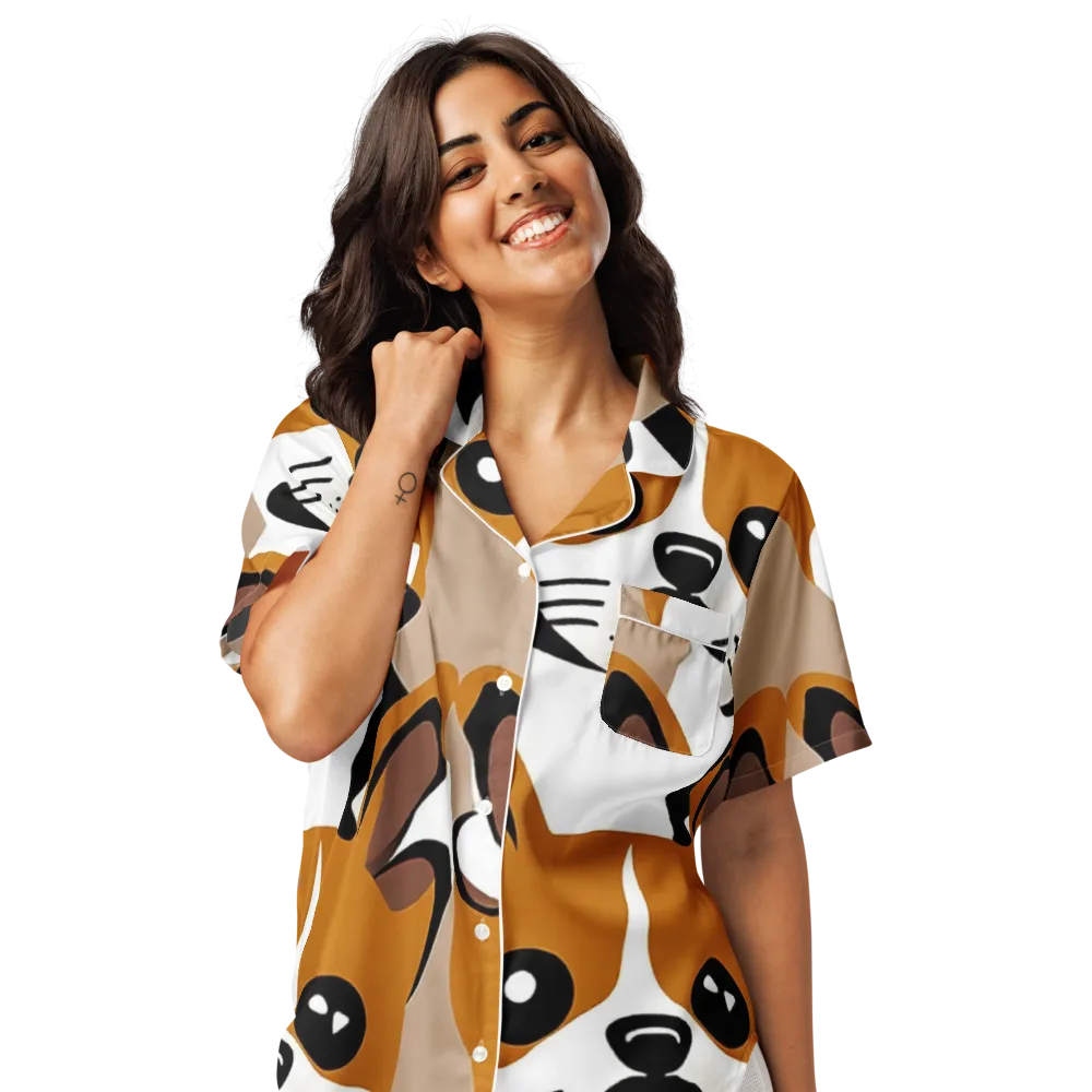 Cinnamon Paws on Women's Short Sleeve Pajama Top — Front